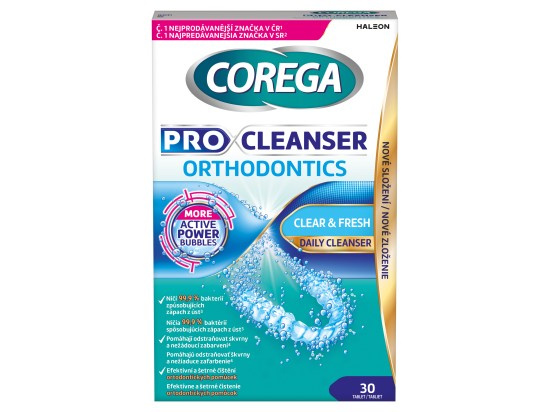 Corega Pro Cleanser Orthodontics čístící tablety na rovnátka a chrániče, 30ks