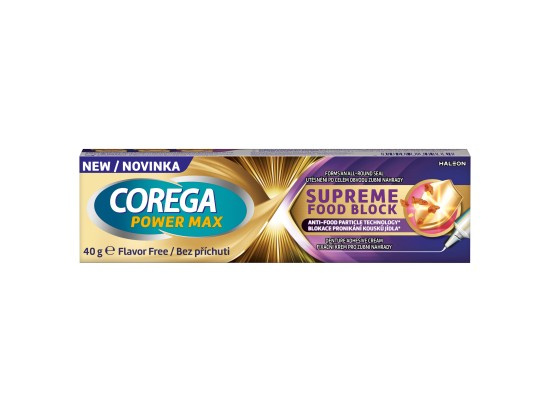 Corega Power Max Supreme Food Block fixační krém pro zubní náhrady bez příchuti 40 g