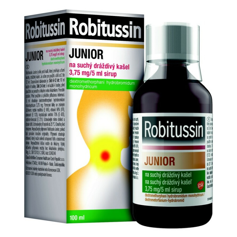 ROBITUSSIN JUNIOR NA SUCHÝ DRÁŽDIVÝ KAŠEL 3,75MG/5ML sirup 100ML