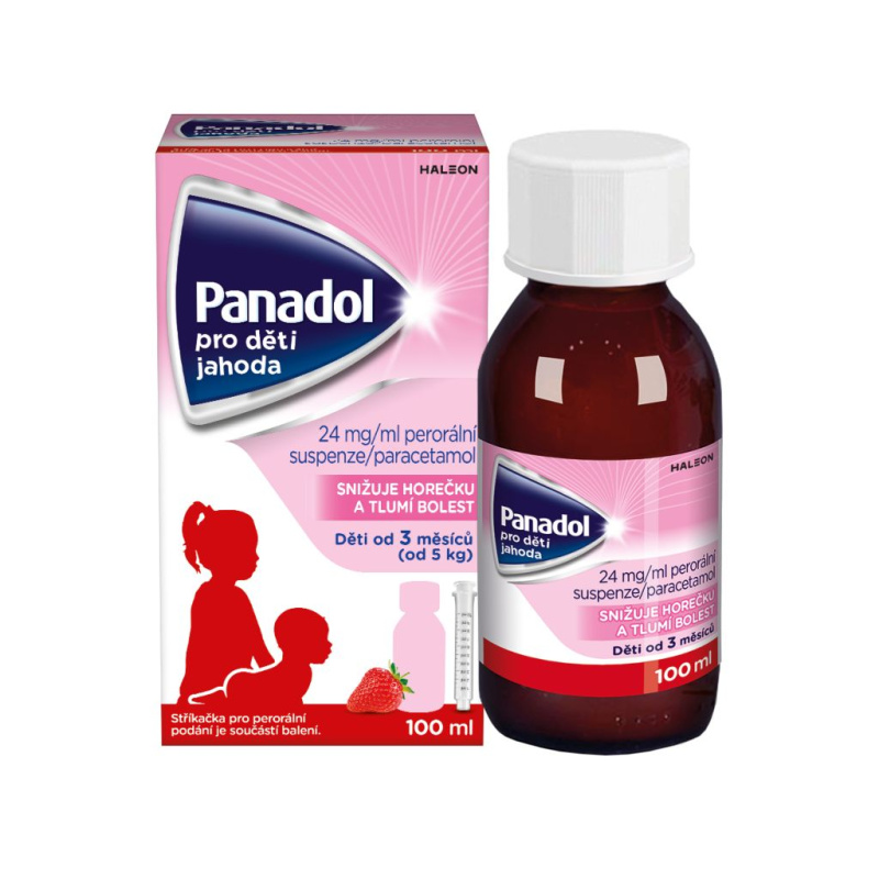 PANADOL PRO DĚTI JAHODA 24MG/ML Perorální suspenze 1X100ML+STŘ