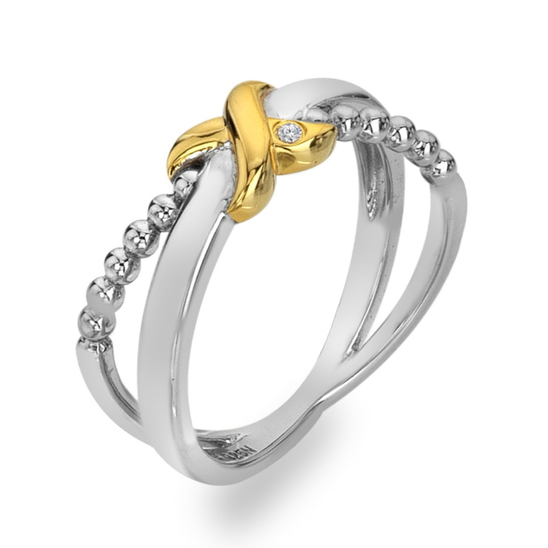 Hot Diamonds Luxusní bicolor prsten s diamantem Coupled DR306 50 mm