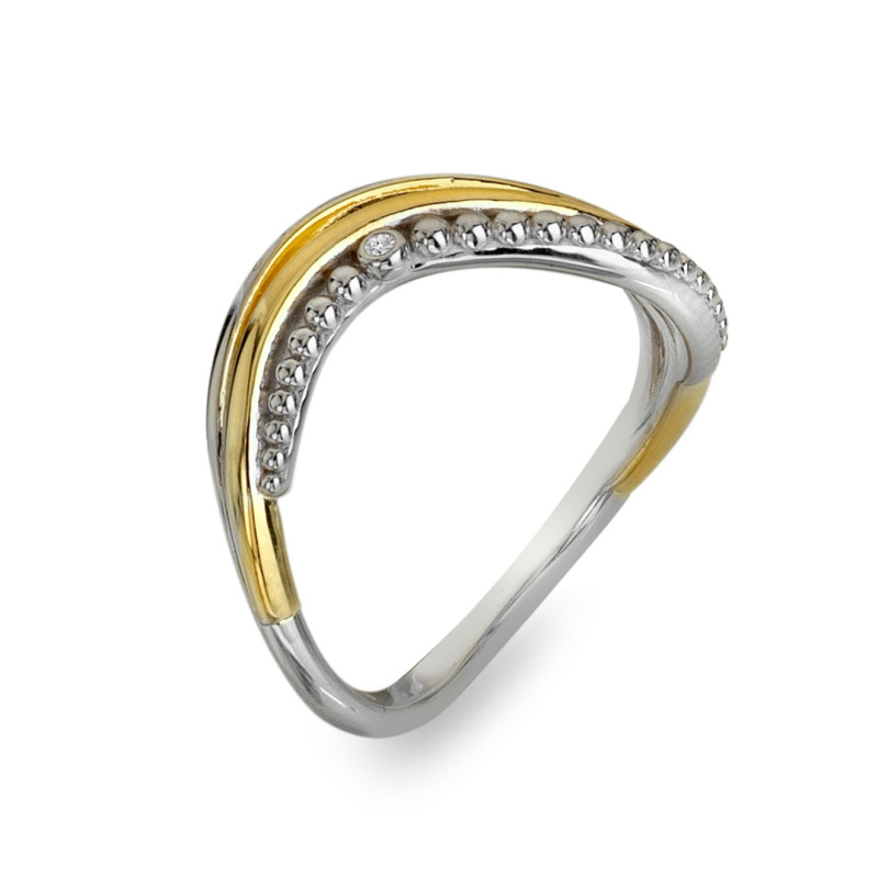 Hot Diamonds Luxusní bicolor prsten s diamantem Coupled DR311 55 mm