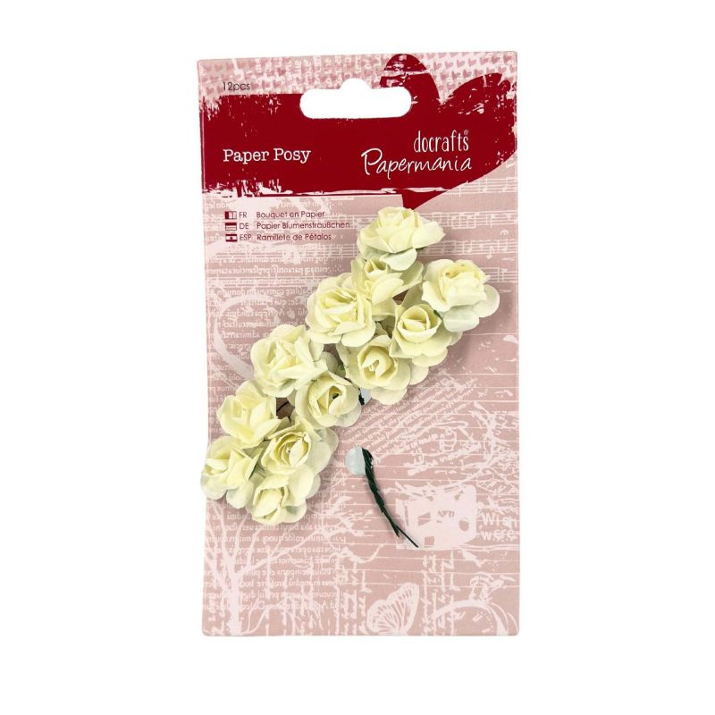 Kytice růžiček z papíru 12ks žlutá