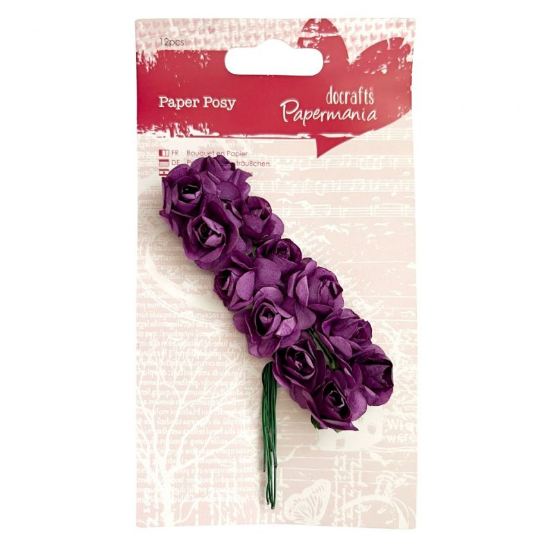 Kytice růžiček z papíru 12ks fialová
