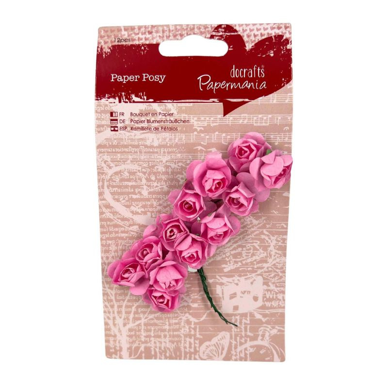 Kytice růžiček z papíru 12ks světle růžová