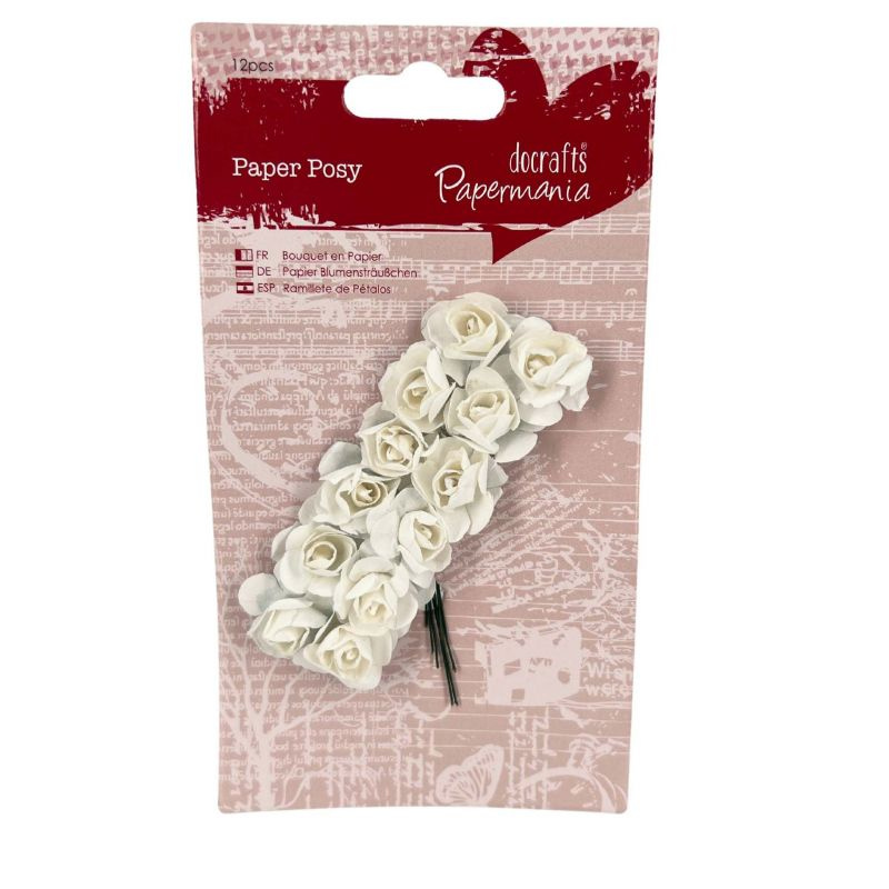 Kytice růžiček z papíru 12ks bílá