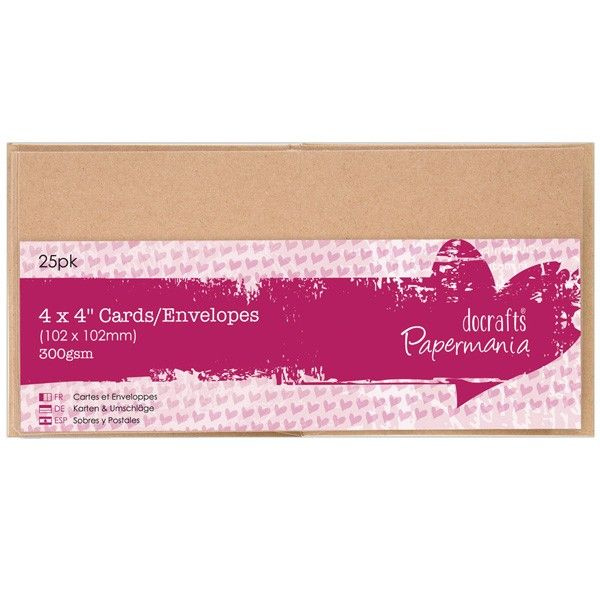 Docrafts Přání a obálky Docrafts, 10x10 cm, 25 ks - kraftové