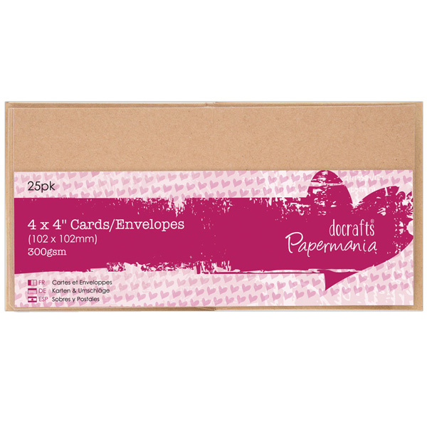 Docrafts Přání a obálky Docrafts, 10x10 cm, 25 ks - kraftové