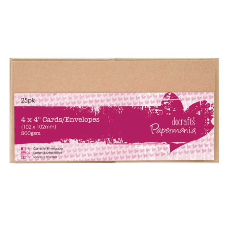 Docrafts Přání a obálky Docrafts, 10x10 cm, 25 ks - kraftové