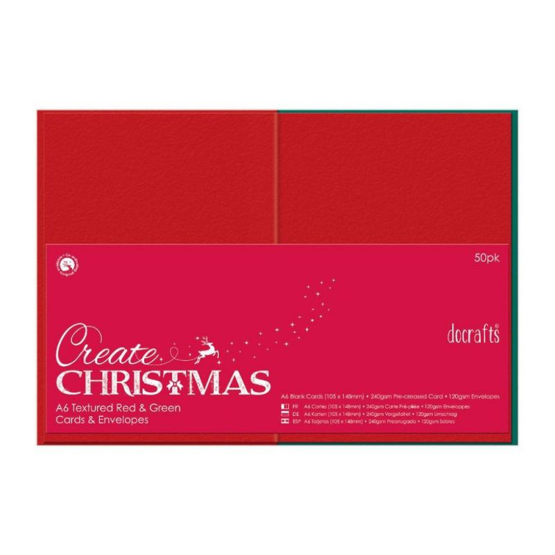 A6 přání a obálky 50ks (240g/m2) červené a zelené