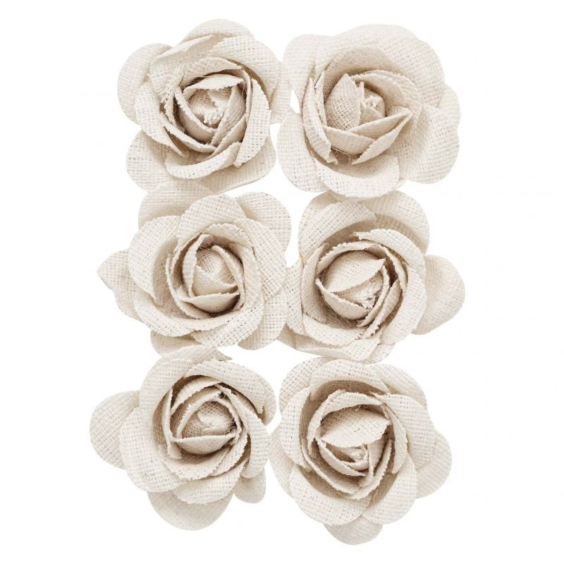 Květiny látkové samolepicí růže - juta  (6ks)