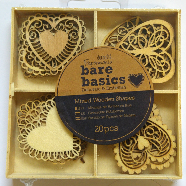 Srdce - mix malých dřevěných dekorací (20ks)
