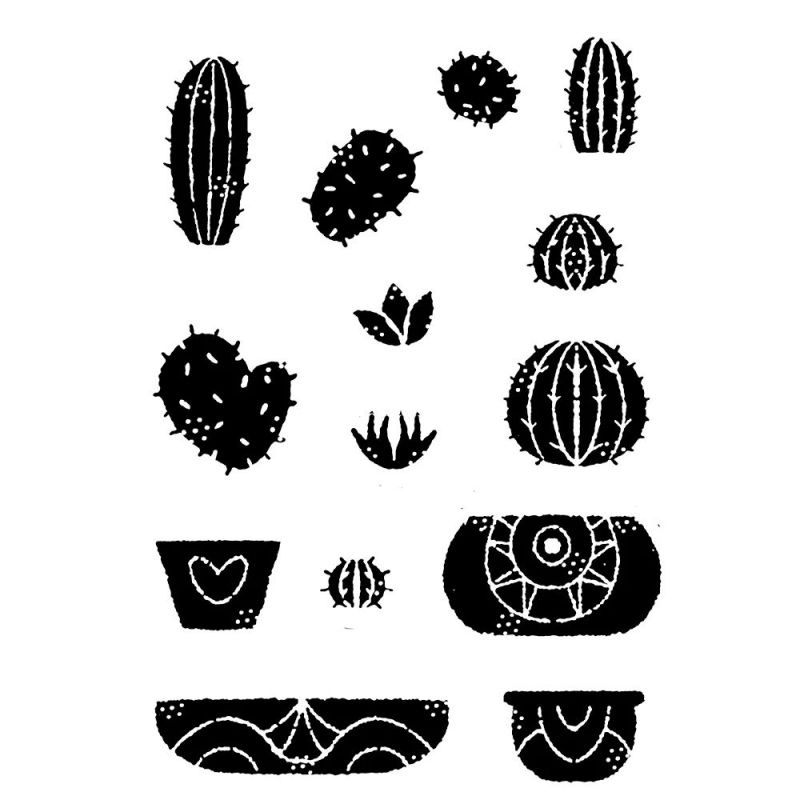 Kaktusy - silikonová gelová razítka (14ks)