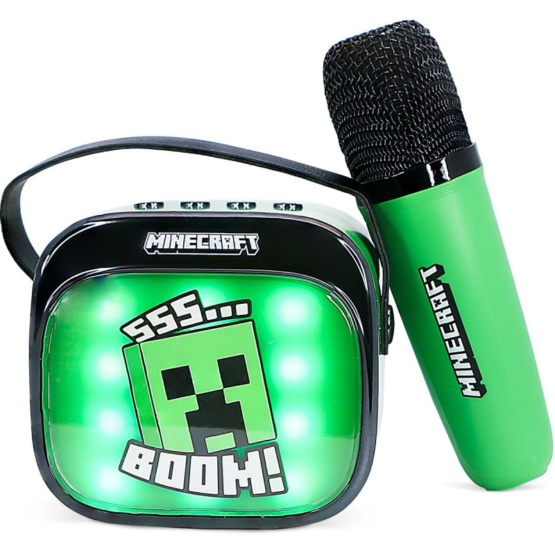 Minecraft PopSing LED OTL Karaoke reproduktor s mikrofonem Vícebarevná