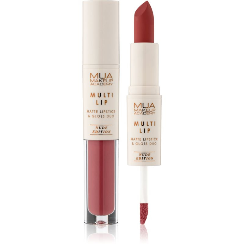 MUA Makeup Academy Multi Lip Nude Edition dlouhotrvající rtěnka a lesk na rty duo odstín Soleil 3.2 g