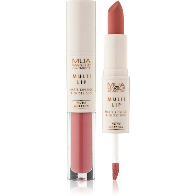 MUA Makeup Academy Multi Lip Nude Edition dlouhotrvající rtěnka a lesk na rty duo odstín Bloom 3.2 g