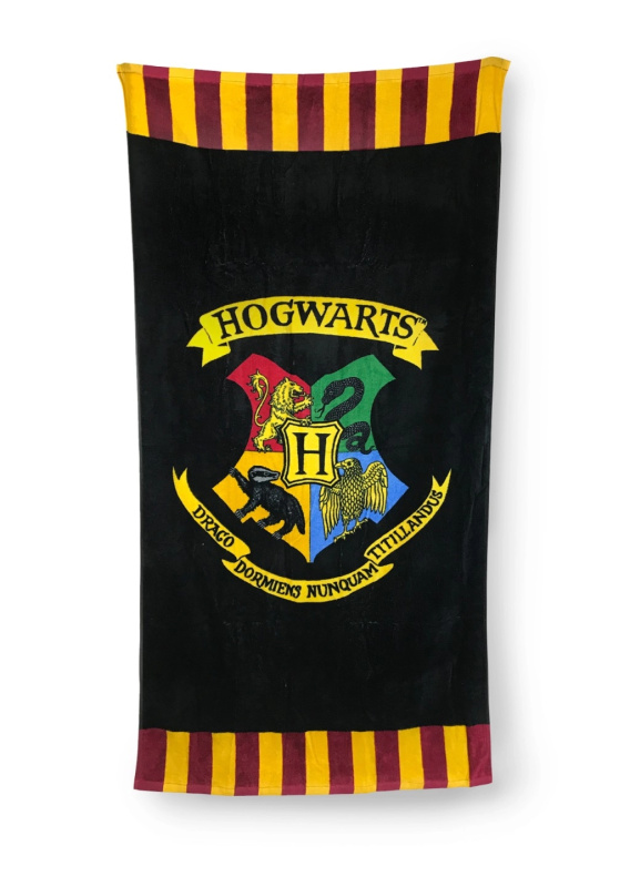 CurePink Osuška - ručník Harry Potter: Erb Bradavic - Hogwarts (75 x 150 cm) [347964]