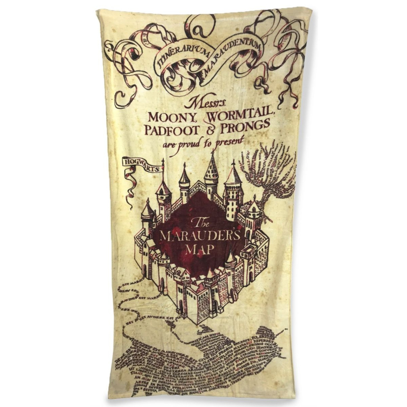 Groovy Osuška - ručník Harry Potter: Marauder's Map (75 x 150 cm) béžový