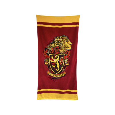 CurePink Osuška - ručník Harry Potter: Nebelvírský lev (75 x 150 cm) červená bavlna [93201]