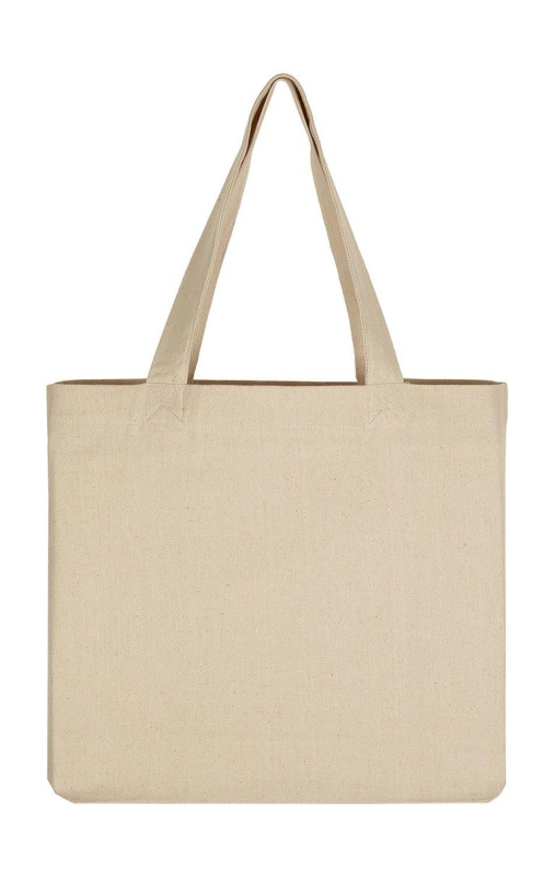 Široká nákupní taška LH, bavlna 280 g, 49 x 39 x 12 cm, ucho 60 cm, natur
