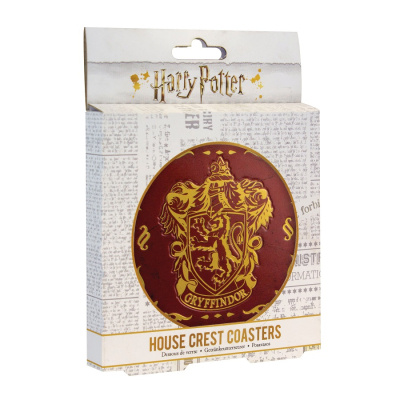 CurePink Set 4 kovových tácků pod sklenice Harry Potter Erby 10x10cm