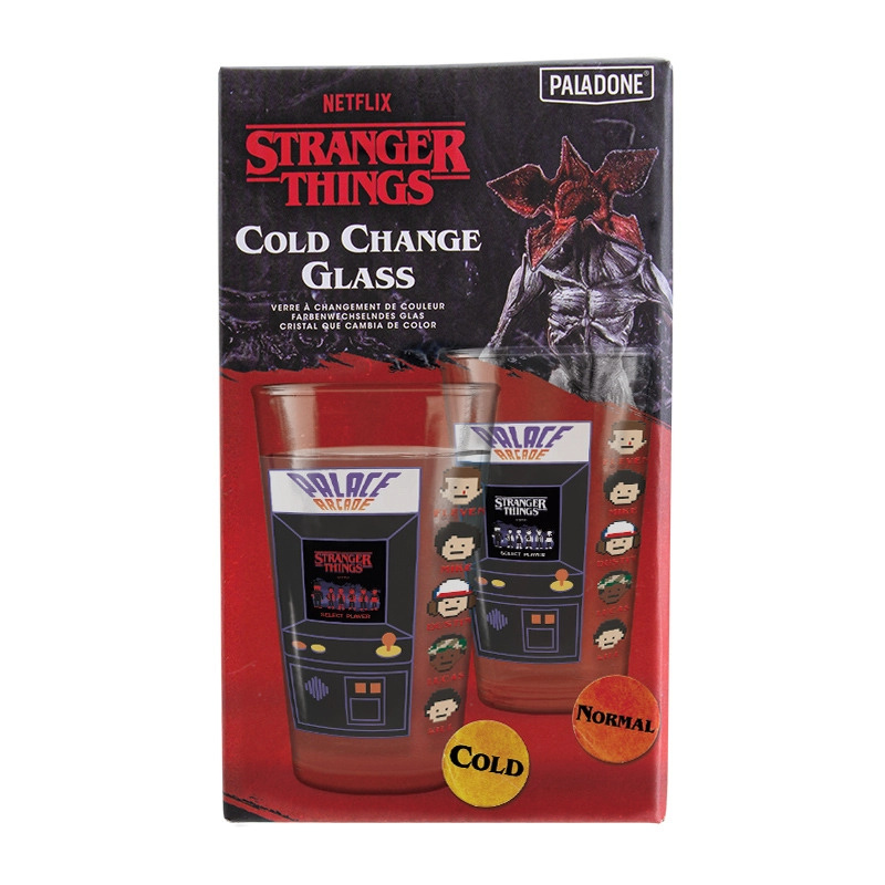 CurePink Proměňovací sklenice Stranger Things Arcade Palace PP10172ST 450 ml