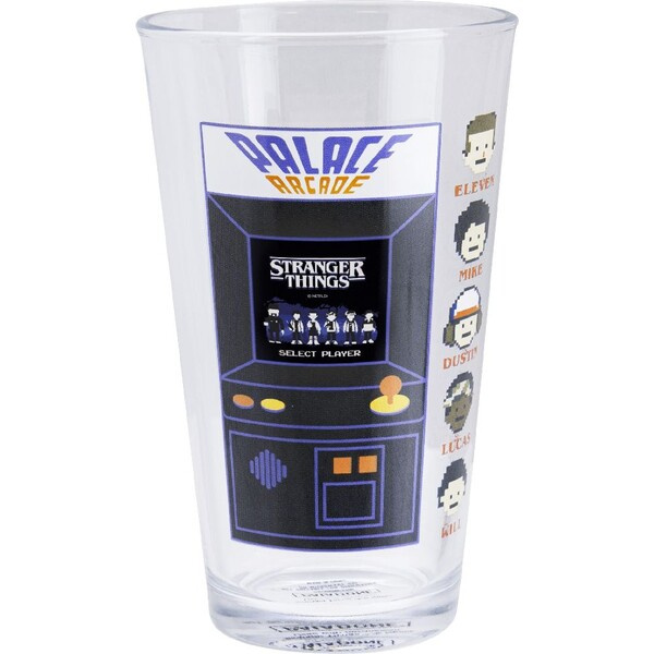 CurePink Proměňovací sklenice Stranger Things Arcade Palace PP10172ST 450 ml