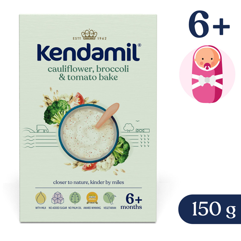 Kendamil Mléčná kaše s brokolicí, květákem a rajčaty (150 g)