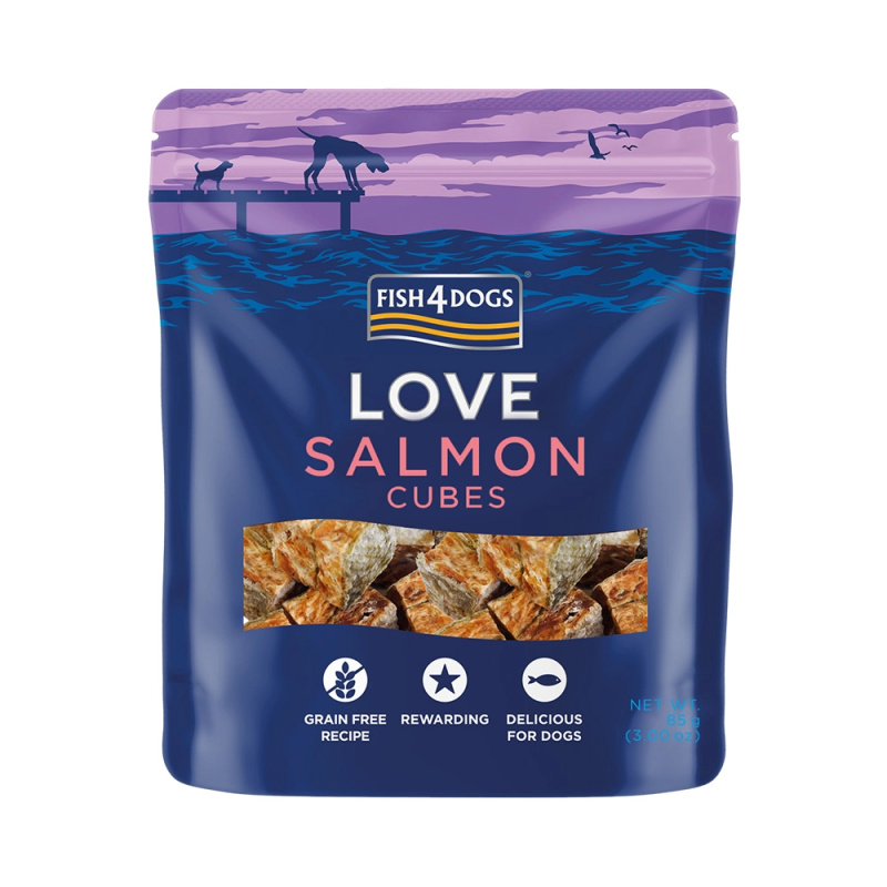 Fish4Dogs pamlsky pro psy s lososem Love kostky 85 g
