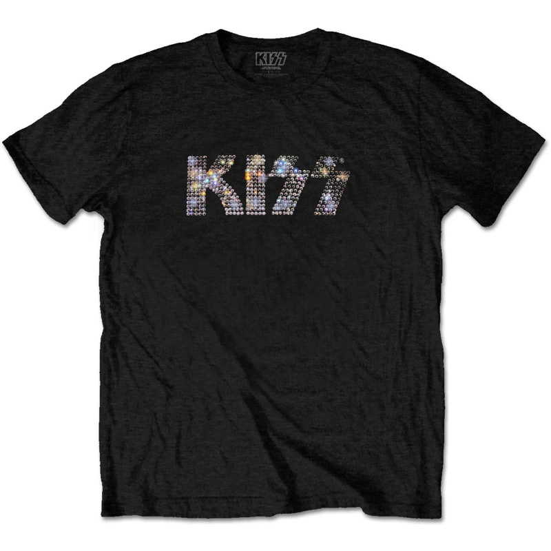 RockOff Kiss Unisex tričko: KISS - černé s kamínky Velikost: M