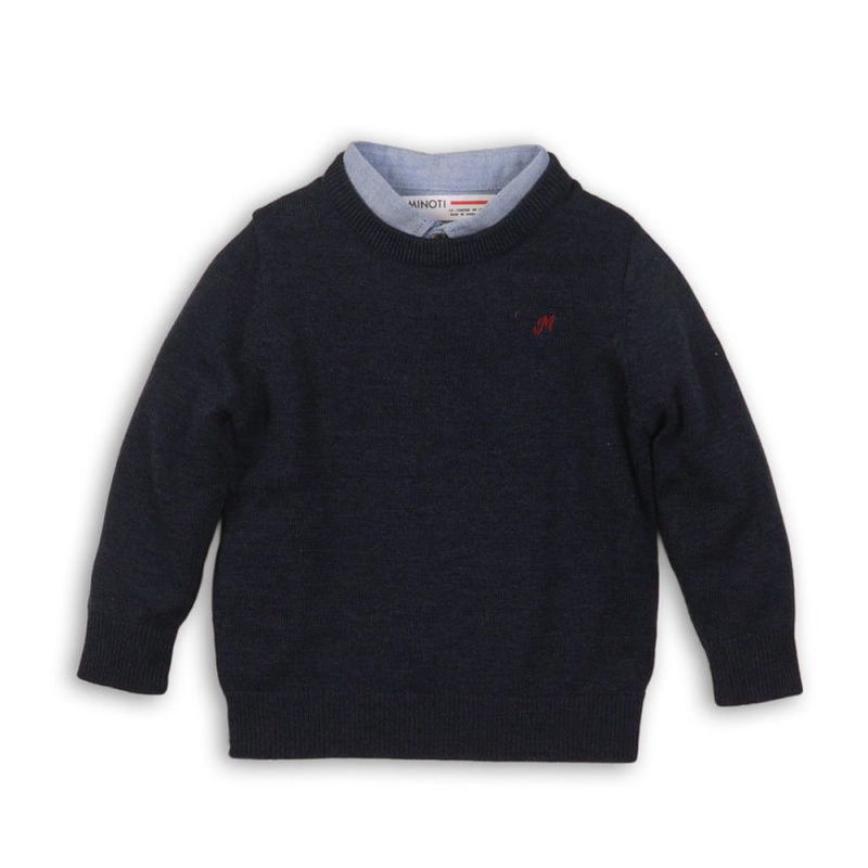 Svetr chlapecký se vsazenou košilí, Minoti, FORMAL 5, kluk - 68/80 | 6-12m