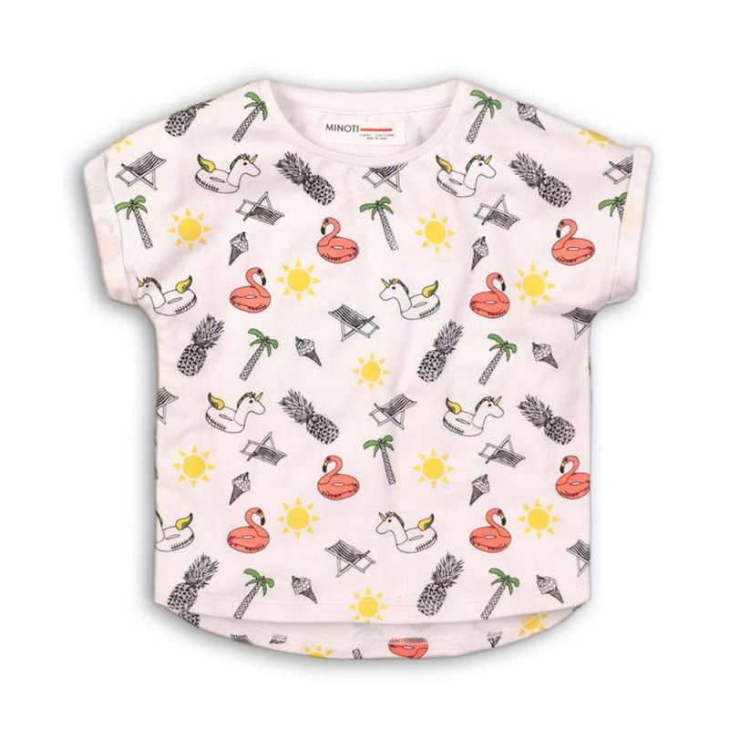 Tričko dívčí s krátkým rukávem, Minoti, TG BASIC TEE 6, bílá - 68/80 | 6-12m