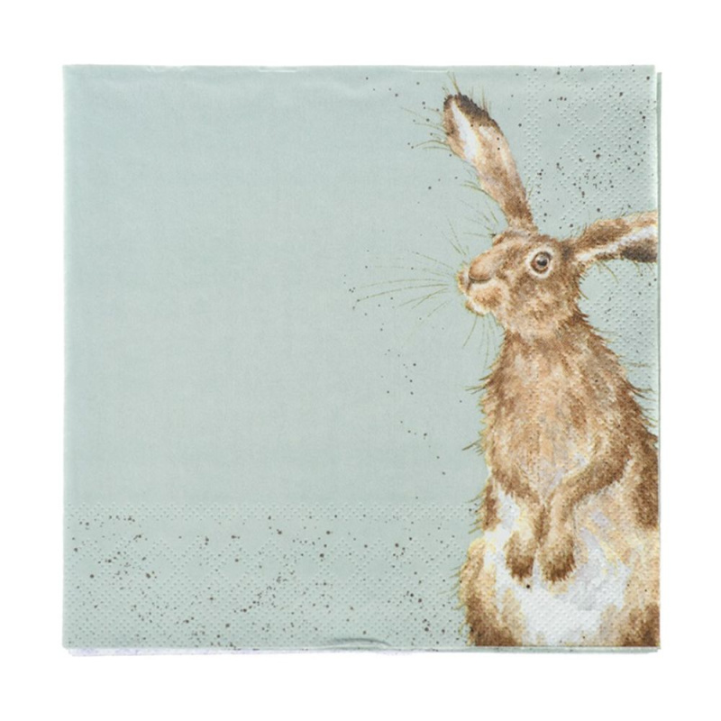 Wrendale Designs Papírové ubrousky Wrendale Designs "The Hare and the Bee", 33x33 cm - Zajíc