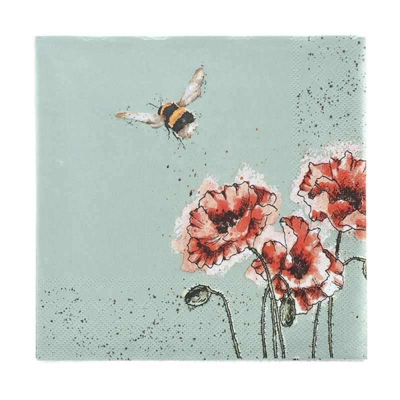 Wrendale Designs Papírové ubrousky Wrendale Designs "Flight of the Bumblebee", 33x33 cm - Čmelák