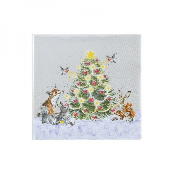 Papírové ubrousky Wrendale Designs, 24 x 24 cm – vánoční stromek Aladine