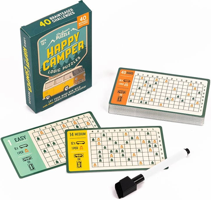 Profesor Puzzle Happy Camper logické hádanky – sada opakovaně použitelných karet