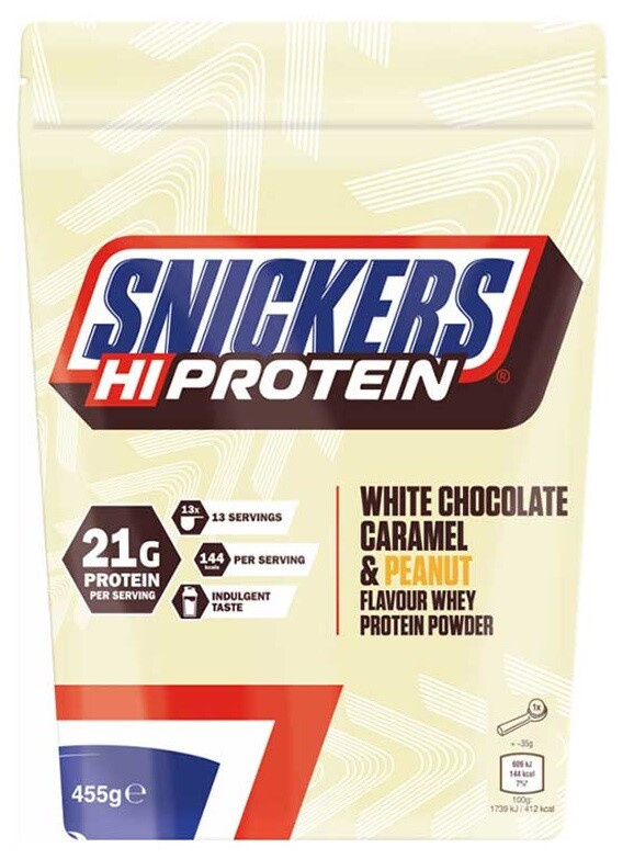 Mars Protein Snickers HiProtein Powder 455 g - bílá čokoláda caramel & arašídy
