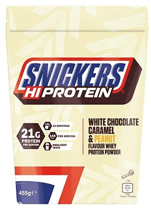 Mars Protein Snickers HiProtein Powder 455 g - bílá čokoláda caramel & arašídy