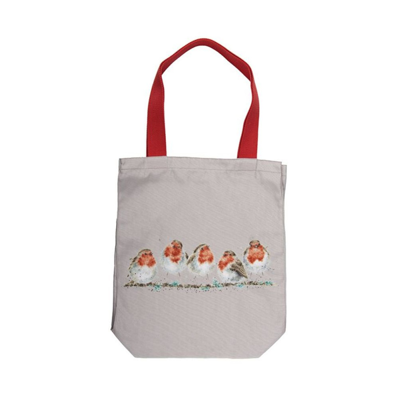 Wrendale Designs Pevná plátěná taška Wrendale Designs "Jolly Robin" - Červenky