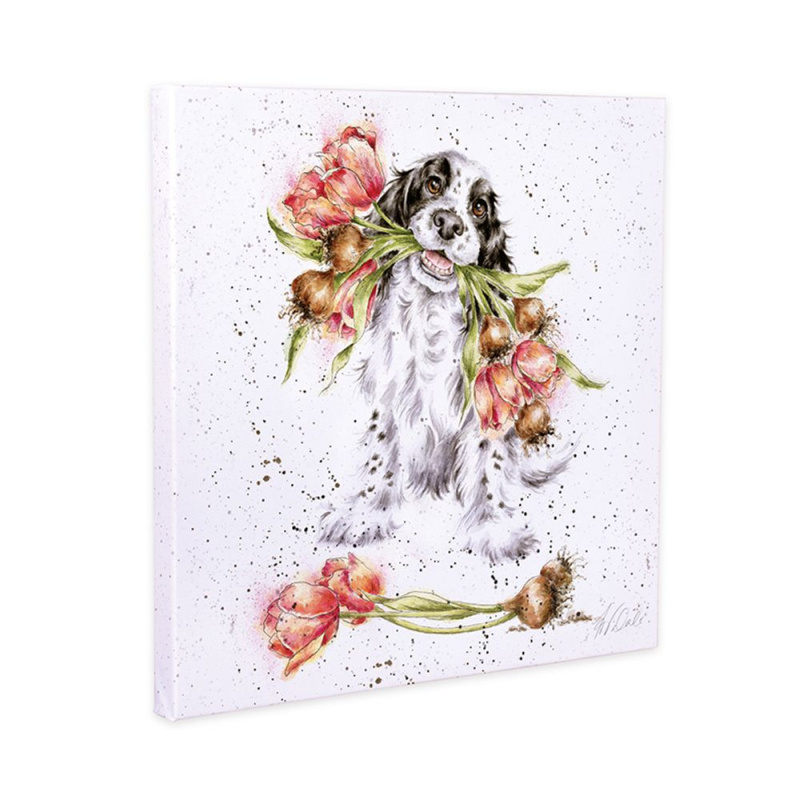 Wrendale Designs Obraz Wrendale Designs "Blooming with Love", 20x20 cm - Pes, kokršpaněl
