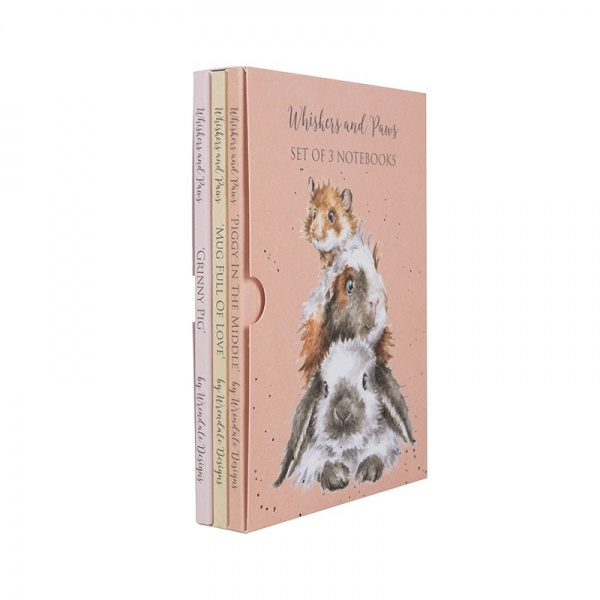 Wrendale Designs Sada 3 zápisníků Wrendale Designs "Whiskers and Paws" - Morče, králík, křeček