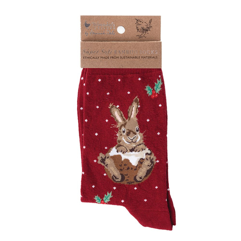 Wrendale Designs Dámské ponožky Wrendale Designs "Little Pudding" - Králík, vánoční