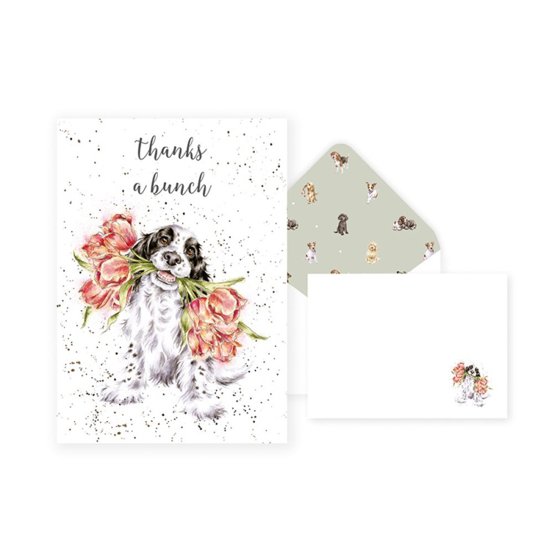 Wrendale Designs Děkovné přání Wrendale Designs "Blooming with Love", 8 ks - Pes, kokršpaněl