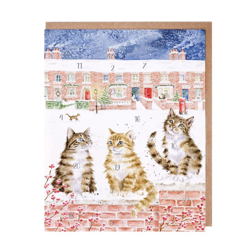 Přání s adventním kalendářem Wrendale Designs Santa Paws is Coming to Town - Kočky Aladine