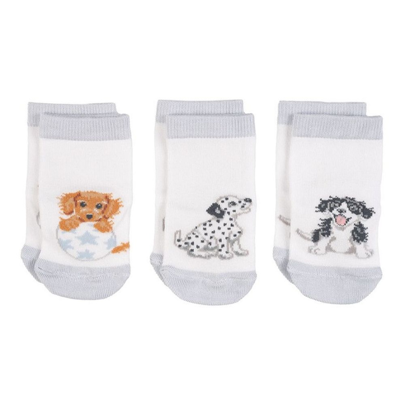 Wrendale Designs Dětské ponožky Wrendale Designs "Little Paws" - Štěňátka - VYBERTE VELIKOST - Dětské ponožky Wrendale Designs "Little Paws", 0-6 měs., 3 páry - Štěňátka