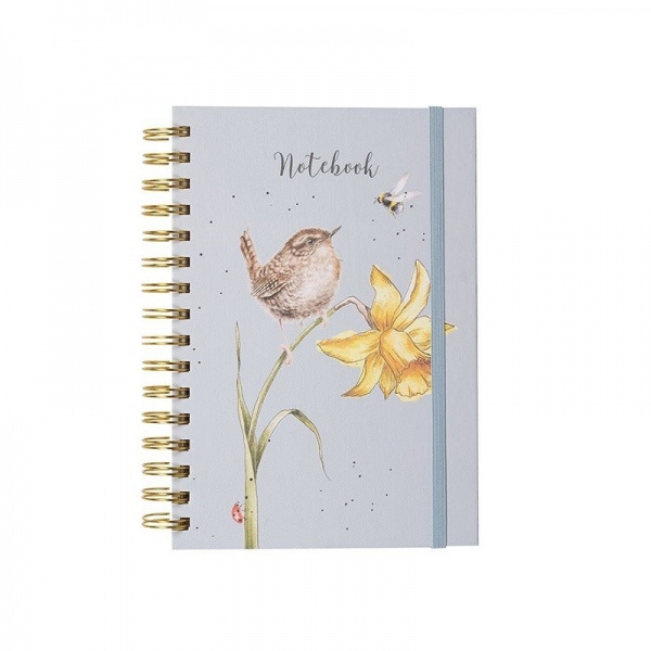 Kroužkový zápisník A5 Wrendale Designs – ptáček na květině Aladine