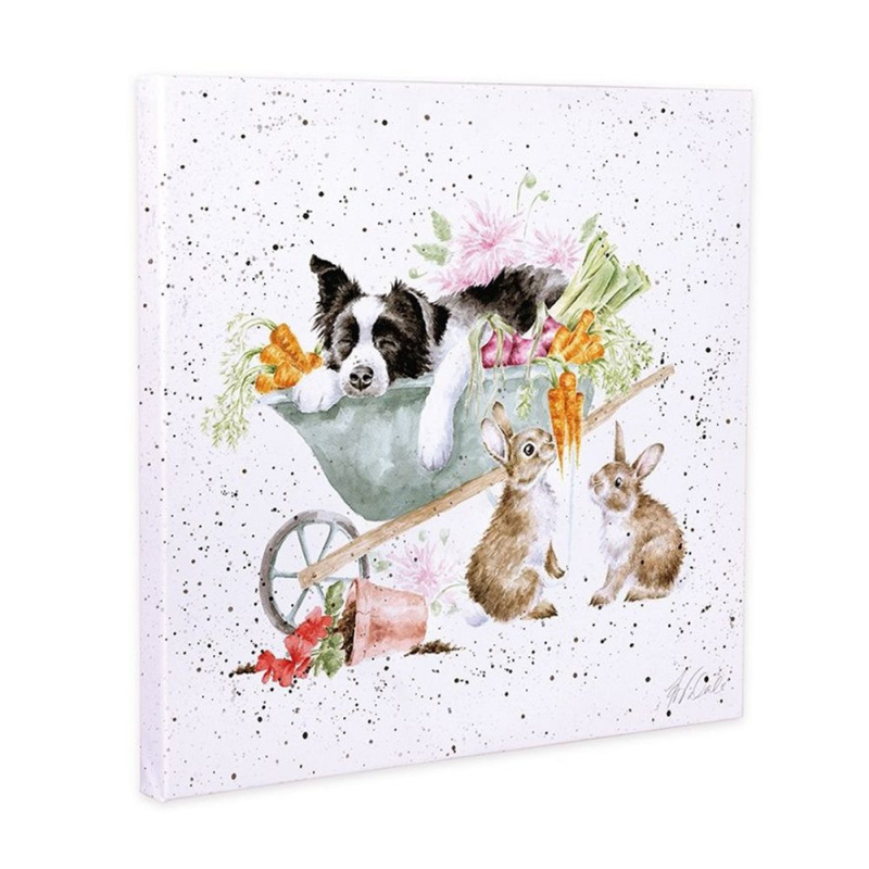 Wrendale Designs Obraz Wrendale Designs "Sleeping on the Job", 20x20 cm - Pes a králíci