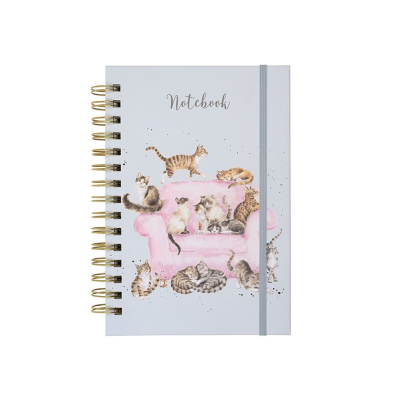Wrendale Designs Kroužkový blok Wrendale Designs "Cattitude", A5, 90 l., linkovaný - Kočky na sedačce