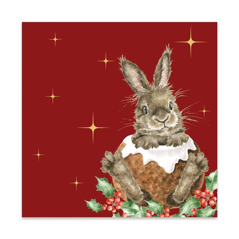 Vánoční ubrousky Wrendale Designs Merry Little Christmas, 33x33 cm - Králík Aladine