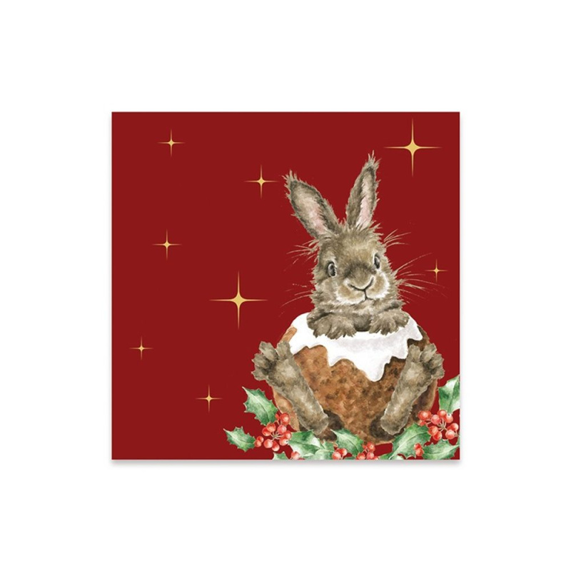 Vánoční ubrousky Wrendale Designs Merry Little Christmas, 24x24 cm - Králík Aladine